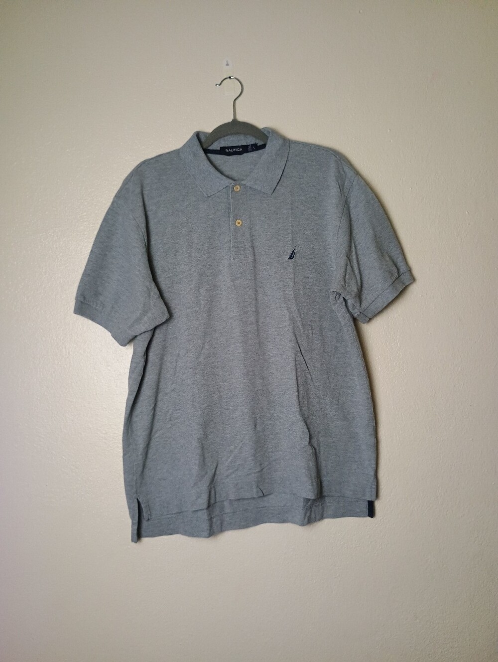 Nautica Size L Men's Grey Polo Shirt - Classic Short Sleeve